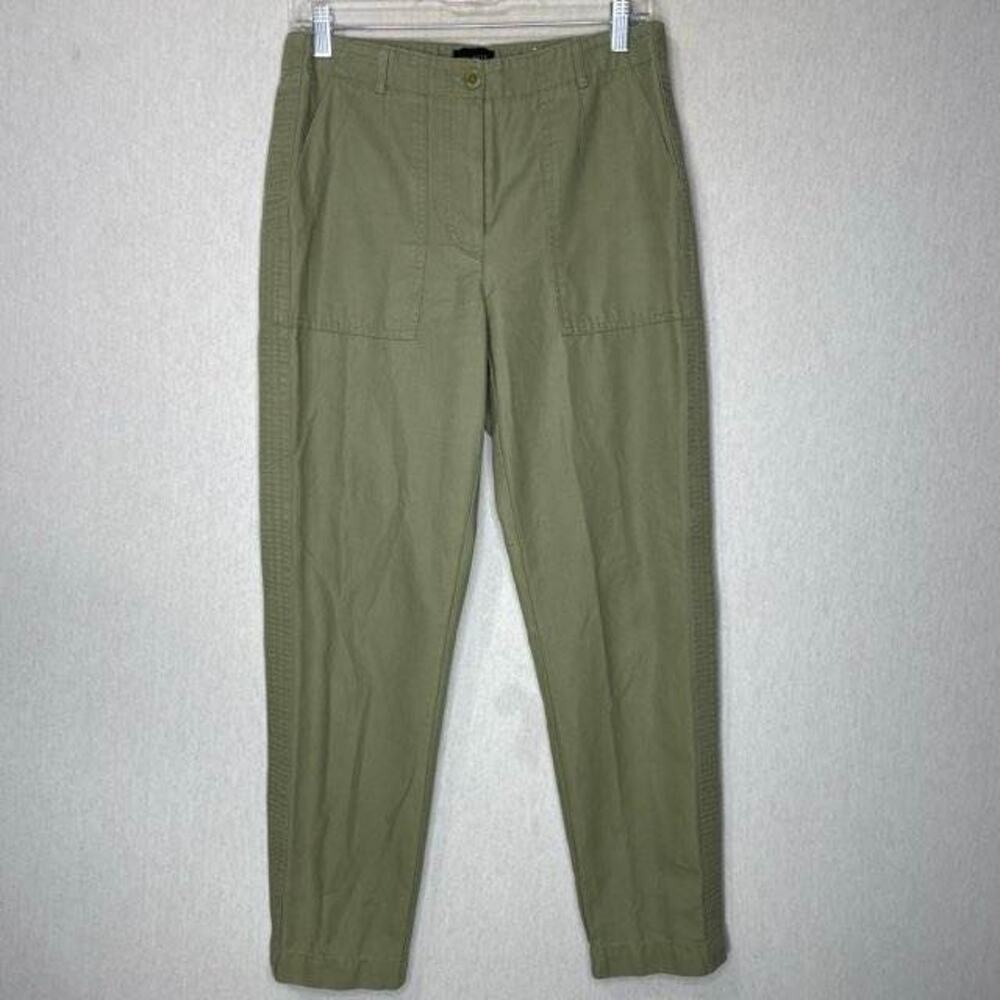 Talbots Womens Pants Size 6 Solid Olive Green Slim Cargo Military Ankle Comfort